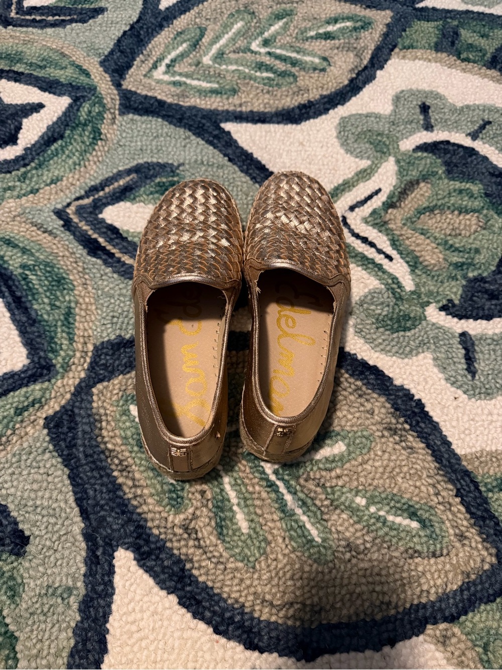 Sam Edelman Woven Metallic Loafers in Rose Gold
